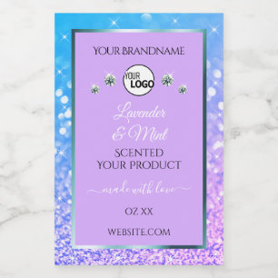 Teal Purple Glitter Product Labels Logo Diamonds