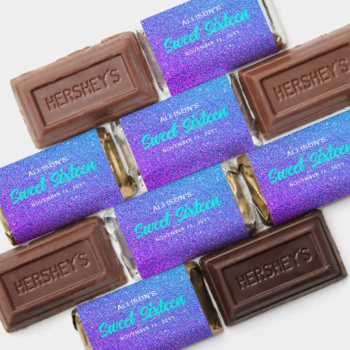 Teal Purple Glitter Sweet 16 Party Personalized Hersheys Miniatures