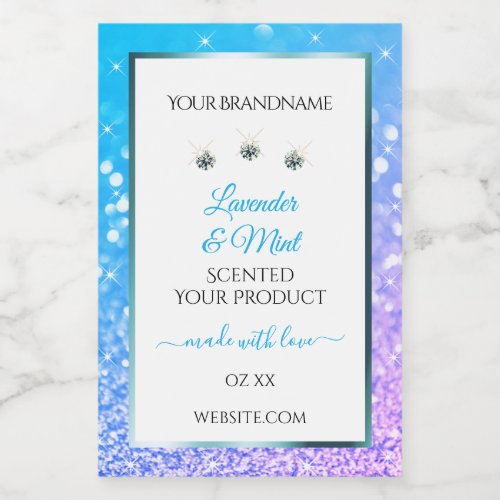 Teal Purple Glitter White Product Packaging Labels
