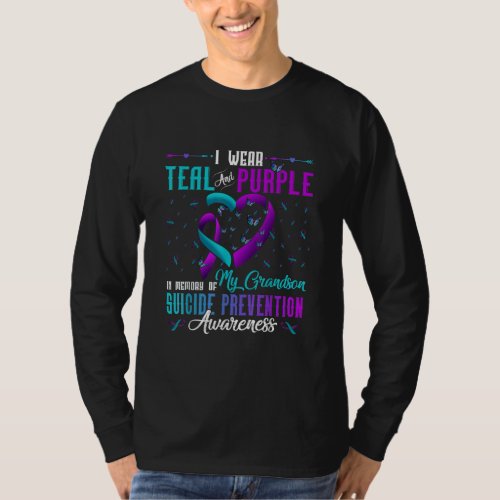 Teal Purple  Grandson Suicide Prevention Awareness T_Shirt