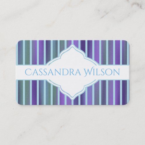 Teal Purple Green Quatrefoil Stripe Business Card