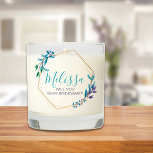 Teal Purple Greenery Will You Be My Bridesmaid Scented Candle