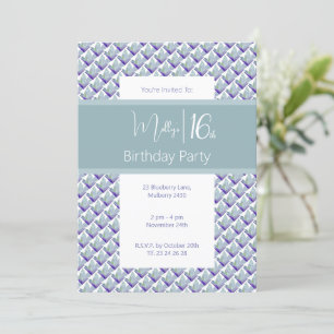 Teal Purple Hue Magnolia Sweet 16th Birthday Party Invitation