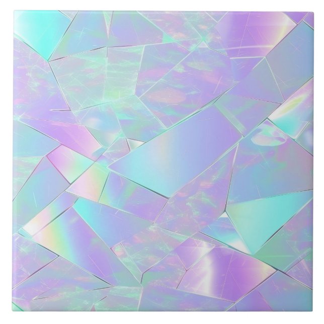Teal & Purple Iridescent Design Ceramic Tile (Front)