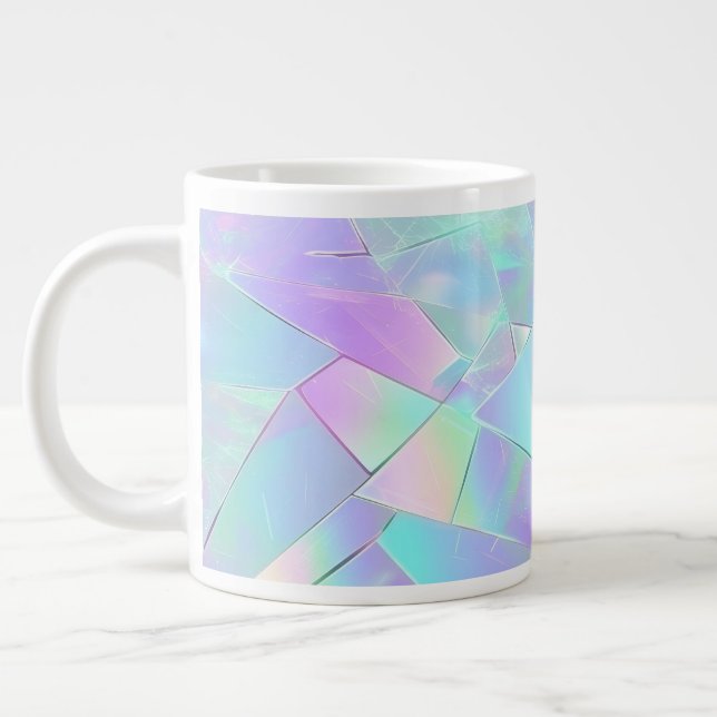 Teal & Purple Iridescent Design Giant Coffee Mug (Left)