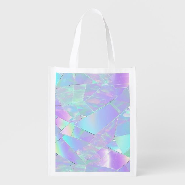 Teal & Purple Iridescent Design Grocery Bag (Front)