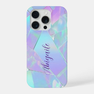 Teal & Purple Iridescent Design, Script Name 2 iPhone 15 Pro Case