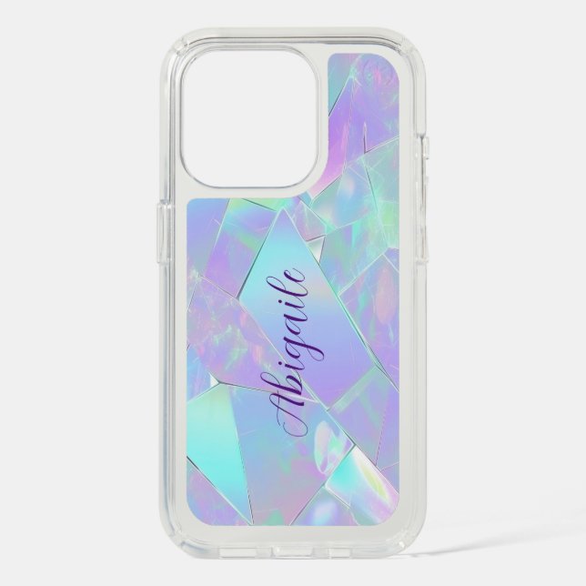 Teal & Purple Iridescent Design, Script Name 2 Speck iPhone Case (Front)