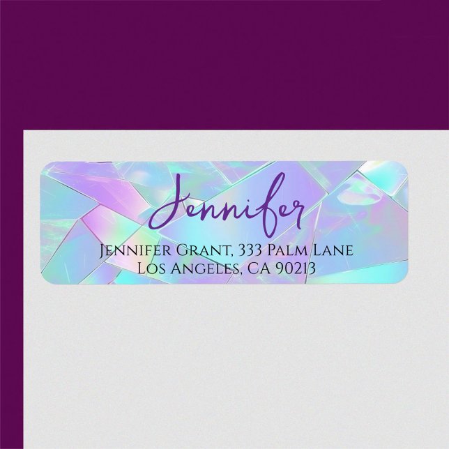 Teal & Purple Iridescent Design, Script Name Label (Creator Uploaded)