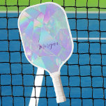 Teal & Purple Iridescent Design, Script Name Pickleball Paddle<br><div class="desc">Personalize this stylish teal and purple iridescent design of pastel colors with your name in purple script text.</div>