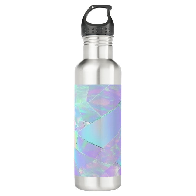Teal & Purple Iridescent Design Stainless Steel Water Bottle (Front)