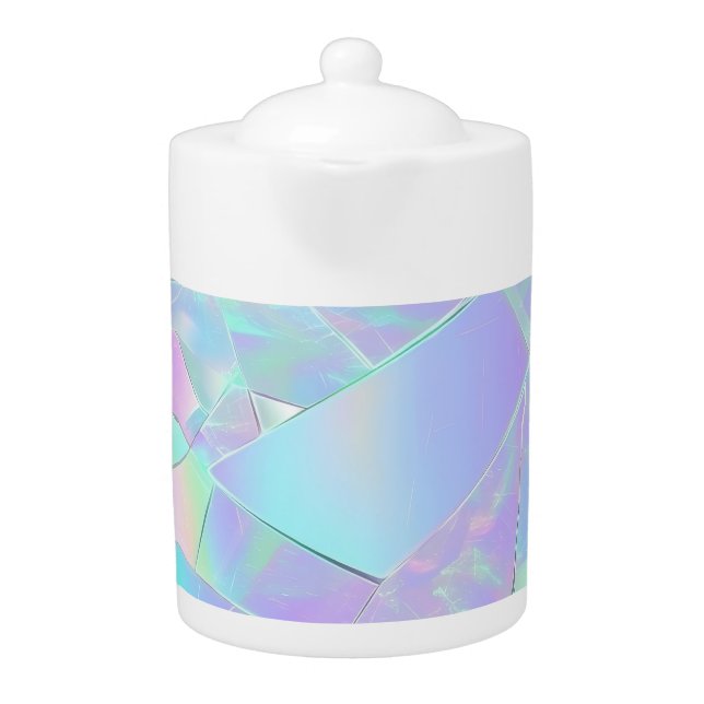 Teal & Purple Iridescent Design Teapot (Front)