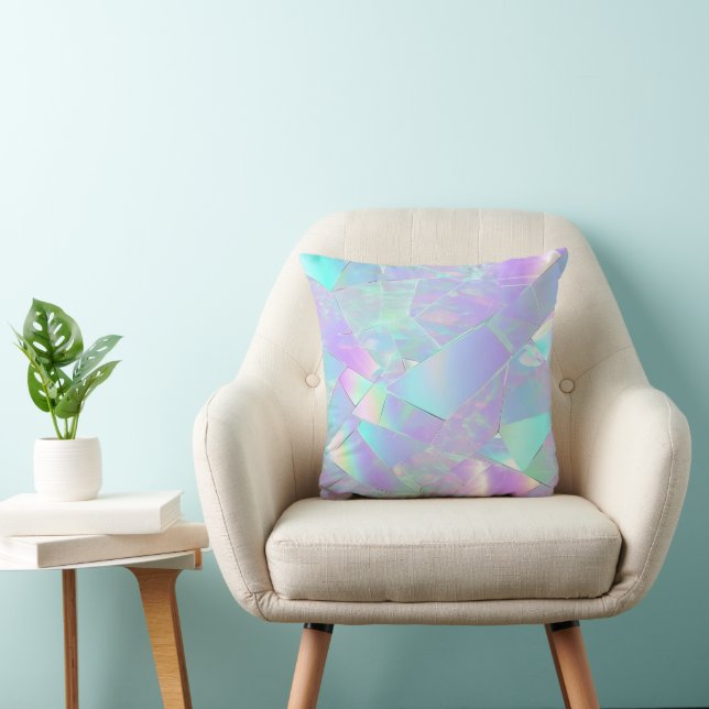 Teal & Purple Iridescent Design Throw Pillow (Chair)