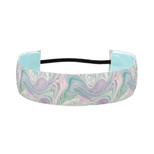 Teal Purple Marble Abstract Swirl Aesthetic Athletic Headband