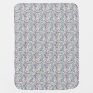 Teal Purple Marble Abstract Swirl Aesthetic Baby Blanket