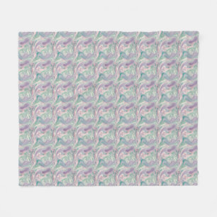 Teal Purple Marble Abstract Swirl Aesthetic Fleece Blanket