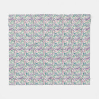 Teal Purple Marble Abstract Swirl Aesthetic Fleece Blanket