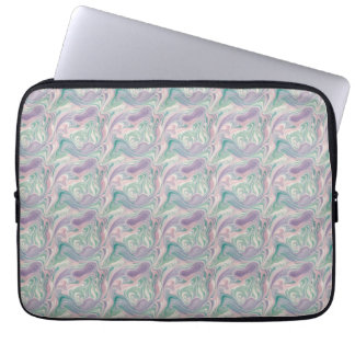 Teal Purple Marble Abstract Swirl Aesthetic Laptop Sleeve