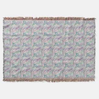 Teal Purple Marble Abstract Swirl Aesthetic Throw Blanket