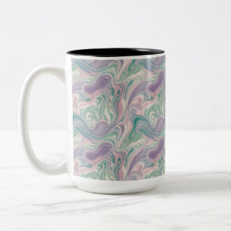 Teal Purple Marble Abstract Swirl Aesthetic Two-Tone Coffee Mug