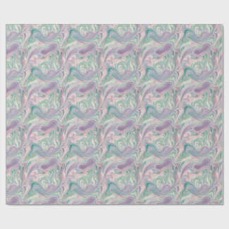 Teal Purple Marble Abstract Swirl Aesthetic Wrapping Paper