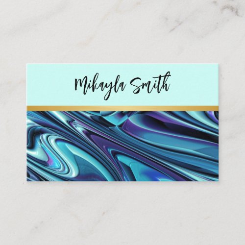 Teal Purple Marble Gold Bar Adaptable Beauty Style Business Card