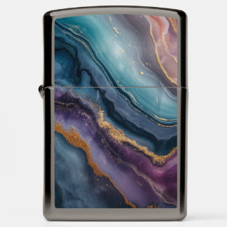 Teal Purple Marble Zippo Lighter