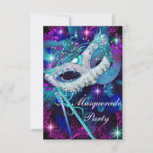 Teal & Purple Masquerade Ball Party Invitation Sml (Front)
