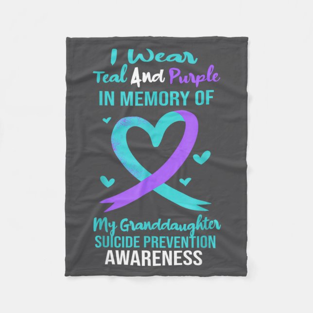 Teal Purple Memory Granddaughter Suicide Preventio Fleece Blanket (Front)