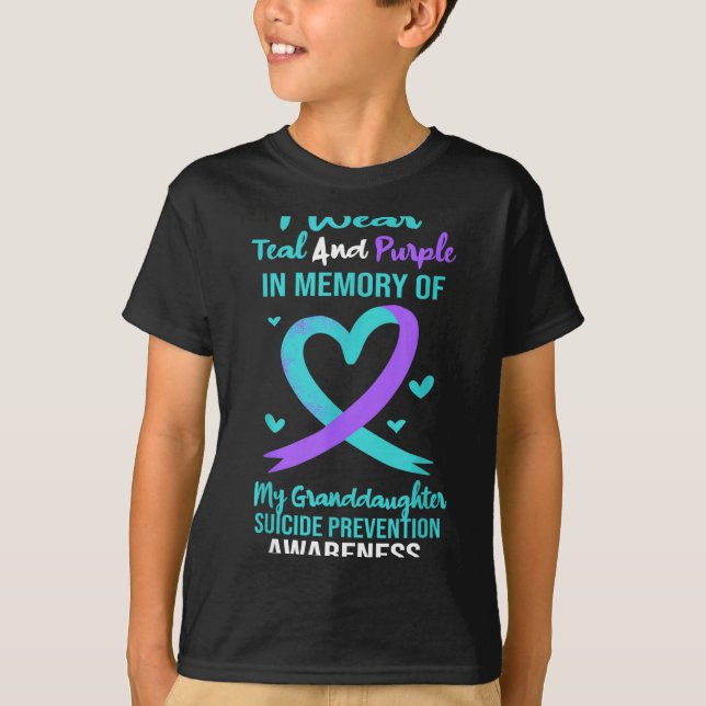 Teal Purple Memory Granddaughter Suicide Preventio T-Shirt (Front)