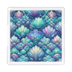 Teal Purple Mermaid Acrylic Tray