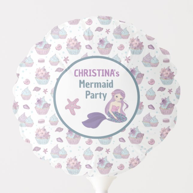Teal Purple Mermaid Birthday Party Sea theme Balloon (Front)