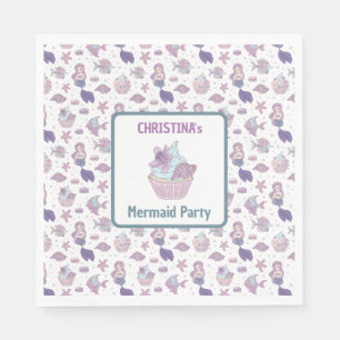 Teal Purple Mermaid Birthday Party Sea theme Napkins