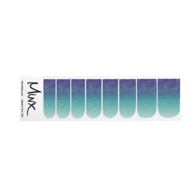 Teal & Purple Mermaid Ombre | Glitter Effect Minx Nail Art (Left Hand)