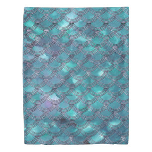 Teal Purple Mermaid Scales Glam #1 Duvet Cover