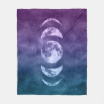 Teal Purple Moon Phases Celestial Pattern Fleece Blanket at Zazzle