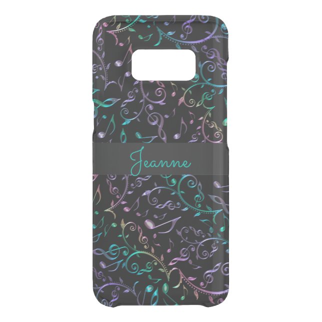 Teal Purple Music Notes Pattern Uncommon Samsung Galaxy Case (Back)