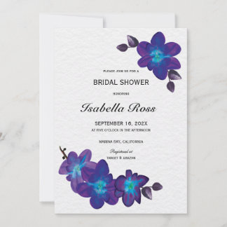 Teal Purple Orchid Bridal Shower Invite Printable