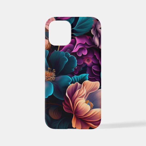 Teal Purple Peach Wildflowers AI Art iPhone 12 Mini Case