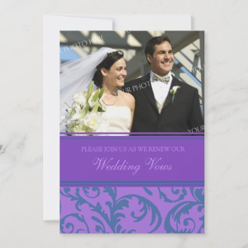 Teal Purple Photo Wedding Vow Renewal Invitations
