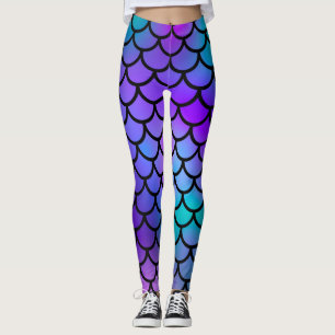 Teal Purple Pink Blue Mermaid Scales Fantasy Fish Leggings
