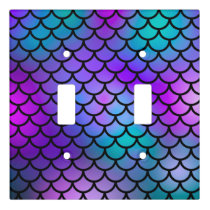 Teal Purple Pink Blue Mermaid Scales Fantasy Fish Light Switch Cover
