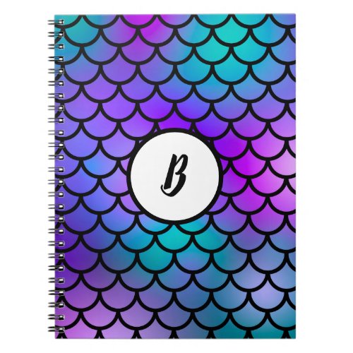 Teal Purple Pink Blue Mermaid Scales Fantasy Fish Notebook