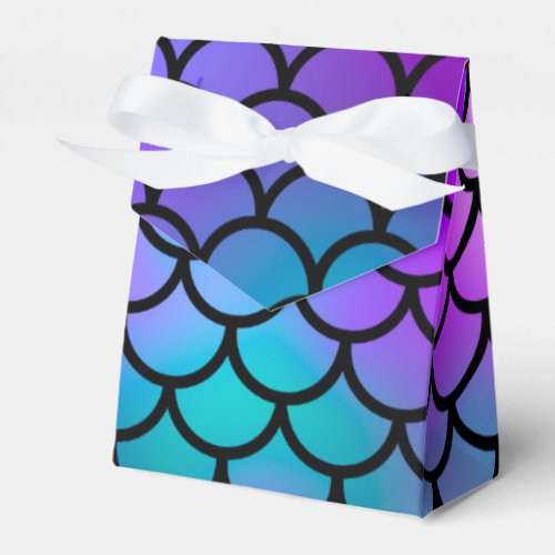 Teal Purple Pink Blue Mermaid Scales Fantasy Party Favor Boxes