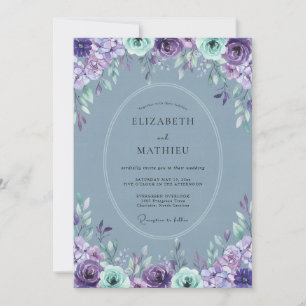 Teal Purple Radiant Spring Wedding Invitation