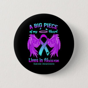 Teal Purple Ribbon Angel Wing Suicide Awareness Me Button