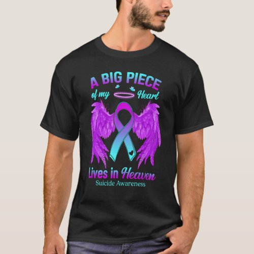 Teal Purple Ribbon Angel Wing Suicide Awareness Me T_Shirt