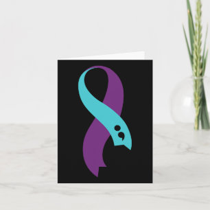 Teal Purple Ribbon Semicolon Suicide Prevention Aw Card
