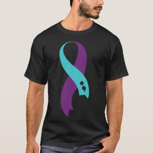Teal Purple Ribbon Semicolon Suicide Prevention Aw T-Shirt