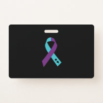 Teal Purple Ribbon Semicolon Suicide Prevention Badge